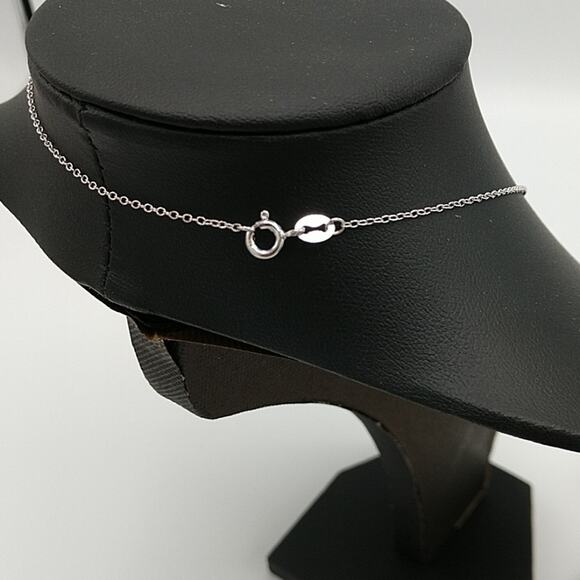 Genevieve 14K Plated Silver CZ with Pink Outline Heart Necklace - Picture 3 of 3